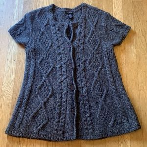 Calvin Klein Wool Blend Cable Knit Short Sleeve Sweater